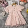 Vestido europeo y americano para bebé, vestido para niño pequeño, vestido para el primer cumpleaños, vestido de princesa con mangas abullonadas florales de comercio exterior, vestido infantil de línea A
