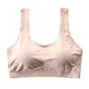 Top de tubo para el pecho con agujeros transpirables de seda de hielo sin costuras, espalda de belleza en forma de U, anti-exposición, color liso, sujetador deportivo simple para mujer