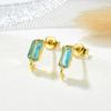 Aretes cuadrados de zircón de color rectangular para mujer, pendientes de gancho con borla, accesorios de joyería DIY, pendientes geométricos de cobre dorado
