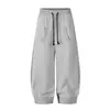 Calça Esportiva de Moletom com Bolso Canguru Hip Hop Americano 11KN, Solta, com Cordão, Cintura Elástica, Tendência Casual, Comprimento Total para Homens e Mulheres