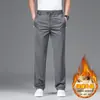 Pantalones Casuales de Invierno para Hombre Sueltos Rectos Forrados de Polar Cintura Elástica Pantalones Largos Pantalones Deportivos Elásticos