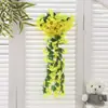 Planta Verde Simulada Violeta Colgante de Pared Decoración de Pared para el Hogar Colgante de Barandilla de Balcón Orquídea Colgante Cesta Colgante Boda Flor Falsa Ratán