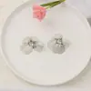 Pendientes de Flor Coreanos Simples, Frescos y Dulces, Combinación de Pendientes de Pétalo, Perla y Diamante, Pendientes de Alta Gama para Mujer