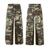 Calças casuais de bloqueio de cores camufladas retrô americanas para homens e mulheres, novo design de outono, calças casuais largas da moda, caimento solto