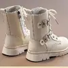 Botas Martin estilo britânico com fivela dupla para meninas 2026 outono e inverno zíper lateral botas de couro de cano alto botas curtas versáteis da moda para crianças estilo work