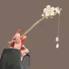 Novo Grampo de Cabelo de Flor com Franja de Alto Padrão Estilo Chinês para Mulheres, Grampo de Cabelo de Nicho Estilo Antigo, Acessório de Cabelo para Hanfu e Cheongsam