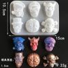 Seis moldes de silicona con forma de calavera plana para pastel, chocolate, repostería, vela, pegamento, molde de silicona de Halloween