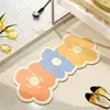 Alfombrilla Tapizada de Barro de Diatomeas con Flores Frescas Alfombrilla Absorbente para Suelo del Hogar Baño Alfombrilla Antideslizante para Inodoro Alfombrilla Resistente al Desgaste para Pies