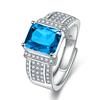 Anillo Personalizado de Moda con Diamante Cuadrado de Piedra Principal, Imitación Esmeralda, Color Turmalina, Punta Aguamarina, Amatista
