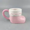 Taza de Cerámica Linda con Forma de Bota 3D con Lazo Rosa y Cara Sonriente, Taza de Café Creativa para el Hogar