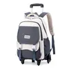 Mochila de Carrinho de Rodas Infantis de Peixe Natural para Alunos do Ensino Fundamental 3ª a 6ª Série Meninas do Ensino Médio Mochila de uso duplo