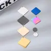 Colgante de placa de identificación para perro de acero inoxidable europeo y americano, etiqueta cuadrada pulida a espejo con logotipo grabado con láser, se puede convertir en llavero