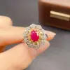 Anillo de Rubí Natural Transfronterizo Accesorios para Mujer Nicho de Alta Gama Joyería de Plata 925 5*7mm Venta Directa de Fábrica de Joyería