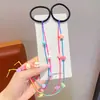 Miçangas Estrela Macaron Elástico de Cabelo Longo de Fita Colorida Anel de Cabelo de Corrente Decoração de Trança para Menininha Corda de Cabelo