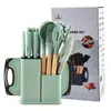 Suministro Transfronterizo de Utensilios de Cocina de Silicona Juego de 19 Piezas Sartén Antiadherente de Cocina Espátula de Silicona Colador Juego de Espátulas para Freír Combinación de Cuchillos de Cocina