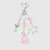 Chaveiro Criativo Fofo Desenho Animado Pérola Imitação Dopamina Laço Coração Flor Estrela Urso Pingente de Bolsa