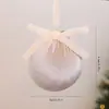 Bola de Natal com veludo transfronteiriça, bola pendurada única de 8 cm com laço, bola de plástico ornamental de feriado