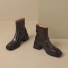 Botines Retro Franceses de Tacón Grueso para Mujer 2024 Otoño e Invierno Nuevos Botines de Punta Cuadrada de Tacón Alto Botines Estilizados Botines Individuales