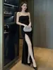 Vestido de Tirantes Finos Estilo Puro Deseo, Técnico de Masaje Sauna Baño de Pies, Bellezas de Discoteca KTV, Vestido de Noche con Abertura para Discoteca