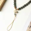 Cordón para Teléfono Móvil Estilo Zen Original Estilo Chino Sándalo Verde Cadena para Teléfono Móvil con Cuentas Colgante Zodiaco Loto para Hombres Elegante y Exquisito para Mujeres