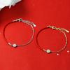 Pulsera de doble capa de cuerda roja de becerro para mujer, diseño simple de nicho, con un lindo círculo geométrico con incrustaciones de diamantes, estilo coreano.