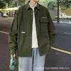 Chamarra tipo camisa de trabajo abierta para hombre de primavera y otoño, estilo Hong Kong, talla grande, corte holgado, algodón puro, elegante chamarra tipo camisa de manga larga