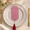 Menú de Boda de Terciopelo Marrón Retro con Borlas, Forma de Encaje, Estampado en Caliente, Tarjeta de Lugar, Tarjeta de Asiento para Banquete de Boda, Impresión Personalizada