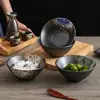 Comercio exterior transfronterizo vajilla japonesa comercial cuenco para sashimi y ensalada cuenco blanco para arroz casero cuenco para sopa cuenco de cerámica negra