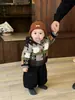 Ropa de Bebé Estilo Coreano para Primavera y Otoño, Chaqueta de Punto Retro para Niños y Niñas, Conjunto de Primavera para Niños, Conjunto de Dos Piezas para Salir, Moderno