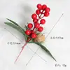 Cuentas de bayas de espuma artificial fruta roja aguja de pino guirnalda hecha a mano DIY material decoración navideña esquejes de árbol de Navidad