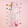 12 Pele Negra Kitty Cat Nail Art Acessórios Set Caixa Resina Dos Desenhos Animados Verão Praia Coqueiro Bonito DIY Acessórios