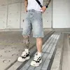 Pantalones Cortos de Mezclilla Lavados Estampados Estilo High Street Americano para Hombre, Pantalones Cortos de Mezclilla Lisos, Pantalones de Cinco Puntos Sueltos Estilo Coreano Verano 2025, Pantalones de Longitud Media