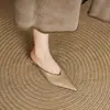 Pantuflas tipo Mula sin Talón para Mujer, Punta Fina, Moda de Verano, Para Usar al Aire Libre, Tacón de Cuña, Medias Zapatillas de Punta Cerrada
