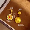 Novos Brincos Banhados a Ouro Estilo Chinês com Strass e Design Dinâmico de Bússola de Oito Tesouros, Brincos de Design de Luxo Leve de Nicho