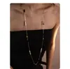 Cadena Larga para Suéter de Ágata Negra Natural Procesada y Personalizada Grado 7A Collar de Perlas Barrocas Cadena para Clavícula