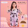 Estilo Coreano 2025 Nuevo Algodón Nube Manga Corta Cuello Cuadrado Traje Pijama de Verano para Niñas Ropa para Aire Acondicionado Ropa de Casa para Niños