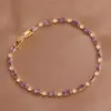 Pulsera de Cristal de Imitación Transfronteriza para Mujer, Pulsera de Moissanita Morada Desgastada, Joyería de Lujo Accesible de Larga Duración, Oro Champagne, Compacta y Elegante