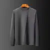 Outono e Inverno de manga comprida T-shirt forrado de lã engrossado dos homens meia gola alta catiônico dupla face de veludo assentamento T-shirt top