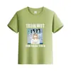 Europa y Estados Unidos verano caluroso color liso estampado de letras algodón manga corta camiseta ropa para niños ropa de media manga para niños ropa para clase padre-hijo ropa