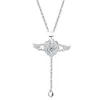 Collar de plata S925 con alas pequeñas móviles, corazón de Cupido, diseño de nicho femenino, cadena para clavícula de amor de lujo ligero, Ángel