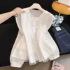 Camisa Redonda con Adorno de Encaje para Mujer, Nuevo Diseño Primavera 2026, Borde Fruncido, Top Elegante y Juvenil