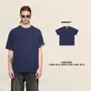 Camiseta Casual Holgada de Manga Corta con Hombros Caídos para Hombre Bk, Borde Enrollado, Doble Cara, Color Bloqueado Desgastado, Algodón Puro 240g.