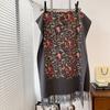 Novo Cachecol de Lã Quente Estilo Étnico Bordado com Flor de Castanha e Trepadeira para Outono e Inverno Feminino, Xale Externo para Viagem