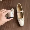 Primer encuentro Zapatos Mary Jane de Mujer con Remache y Lazo Jifangtou Suela Suave No Cansan los Pies Correa Única Zapatos Solos