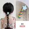 Goma para el pelo de dibujos animados de estrella arcoíris para niños, goma para el pelo rizada de cable de teléfono, cuerda para el pelo de burbuja para coleta, accesorio para el pelo de niña