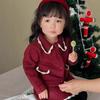 Conjunto de 2 piezas de suéter navideño para niña, chaqueta y falda con gancho en contraste, para otoño e invierno.
