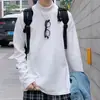 Camiseta de manga larga de cuello alto medio de color liso para hombre, estilo coreano, moderna, casual, combinable con todo, estilo ins Hong Kong, holgada, camiseta interior