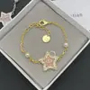 Pulsera de Resina Rosa con Estrella de Cinco Puntas y Perla, No se Desvanece, Marca D/Marca D Nueva, Letras Cd, Nariz de Cerdo, Tridimensional, Transfronteriza