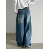 Jeans Luxi 100% Algodón Vintage de Cintura Alta Pierna Ancha para Mujer, Otoño 2026, Pantalones Rectos Versátiles Lavados con Degradado W77002