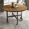 Mesa de jantar dobrável com rodas para uso doméstico, adequada para espaços pequenos, mesa redonda grande móvel, multifuncional e durável, mesa de jantar dobrável